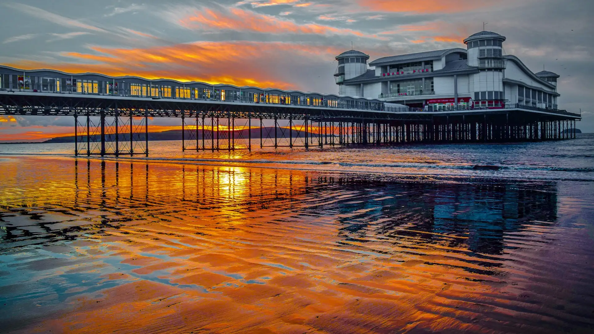 Weston-super-Mare Grand Pier at sunset, an area covered by Waste Bristol