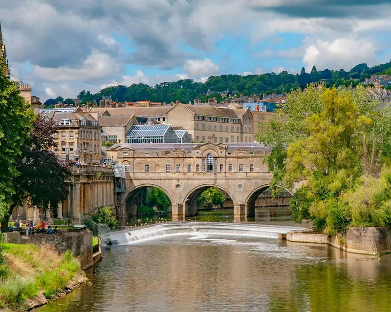 Georgian buildings beside the river in Bath where Waste Bristol collects waste