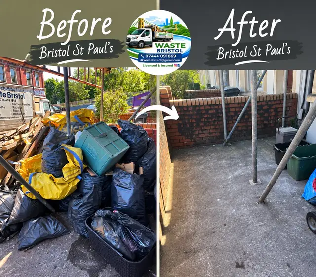 Before and after rubbish clearance in St Paul's Bristol by Waste Bristol